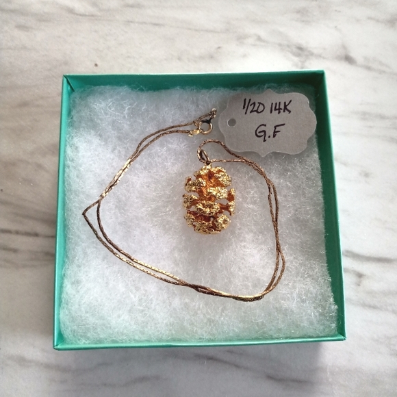 14K Gold Pinecone Necklace - Picture 3 of 3